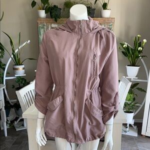 Street wear society dusty rose lightweight trench Women's Mauve Hooded Jacket M